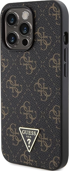 Mbështjellës Guess 4G Triangle Metal Logo për iPhone 14 Pro, i zi