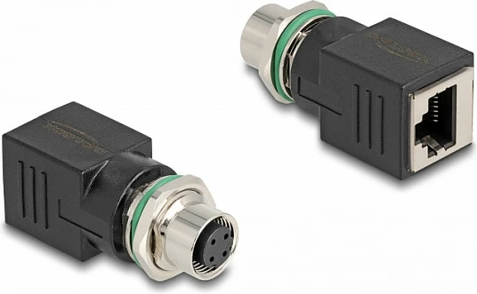 Adapter rrjeti DeLOCK M12 D-coded 4-pin (female) në RJ45 (female), Cat5e, i zi