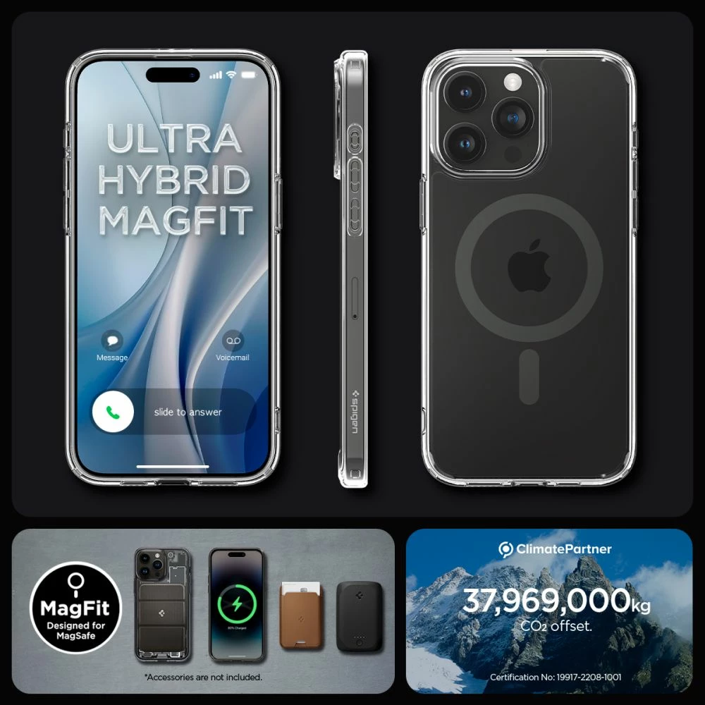 Mbështjellës Spigen Ultra Hybrid Mag për iPhone 15 Pro Max, MagSafe, grafit