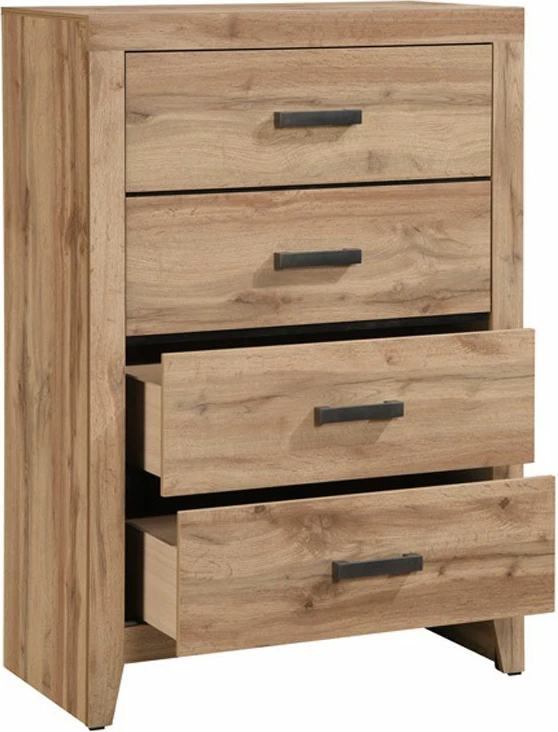 Komodë me 4 sirtarë, ngjyrë natyrale, 80x41x121