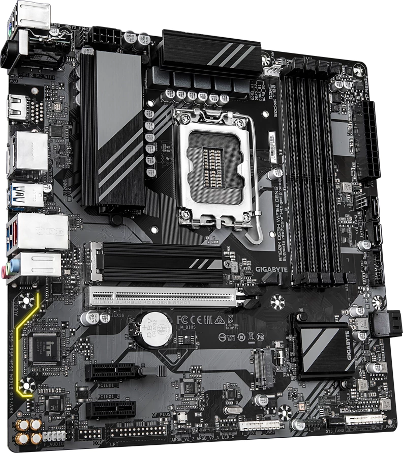 Pllakë amë GIGABYTE B760M DS3H WIFI6E GEN5, LGA1700, DDR5 (4 slote), Wi‑Fi 6E, mATX, e zezë