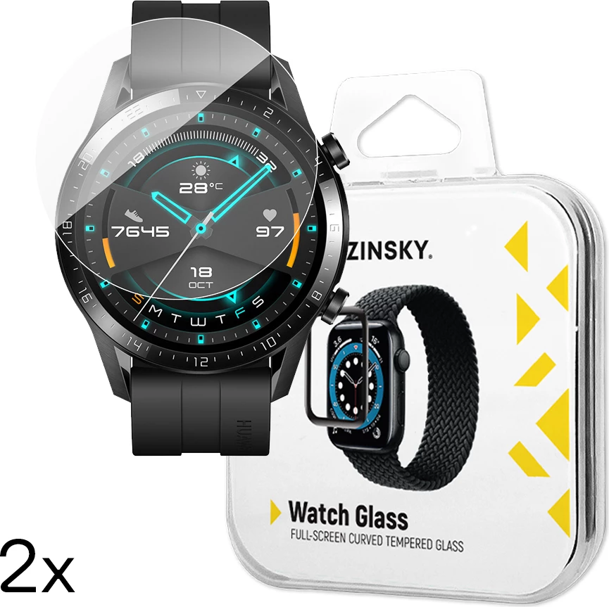 Xham i temperuar për orë të mençur Wozinsky Full Glue, për Huawei Watch GT 2 / GT 2 Pro 42mm, 2 copë