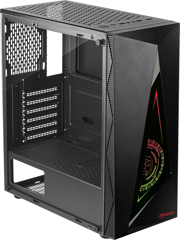 Kasë Marvo CA-119 ATX mid-tower, RGB, xham i temperuar, e zezë