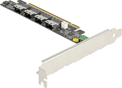 Kartë zgjerimi PCIe DeLOCK x16 në 4x SFF-8654 4i NVMe, PCIe 5.0, e bardhë
