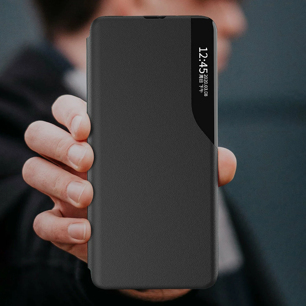 Mbështjellës Hurtel Eco Leather View Case me kapak dhe stand, për Poco M4 Pro 5G, Redmi Note 11S 5G, Redmi Note 11T 5G, Kuq