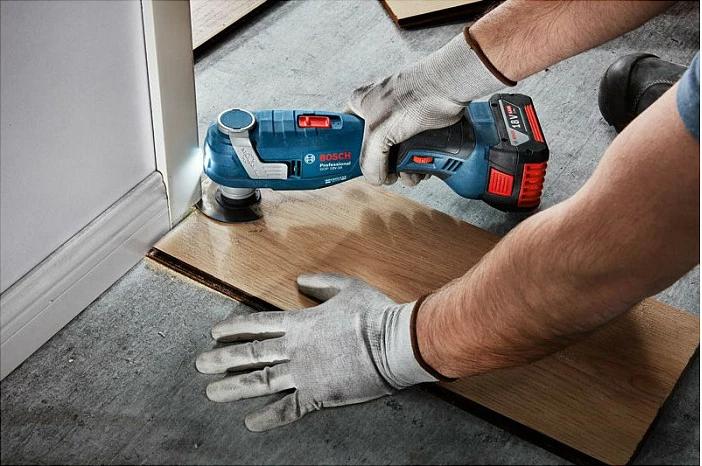 Vegël multifunksionale osciluese me bateri Bosch Professional GOP 18V-34 Solo, 18V, L-BOXX, blu/zi