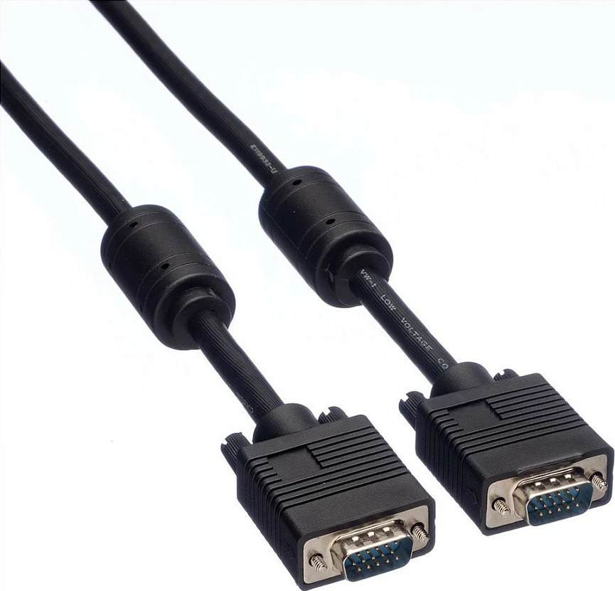 Kabllo VGA ROLINE High Quality, HD15 (D-Sub) M/M, 10 m, me ferrite, e zezë