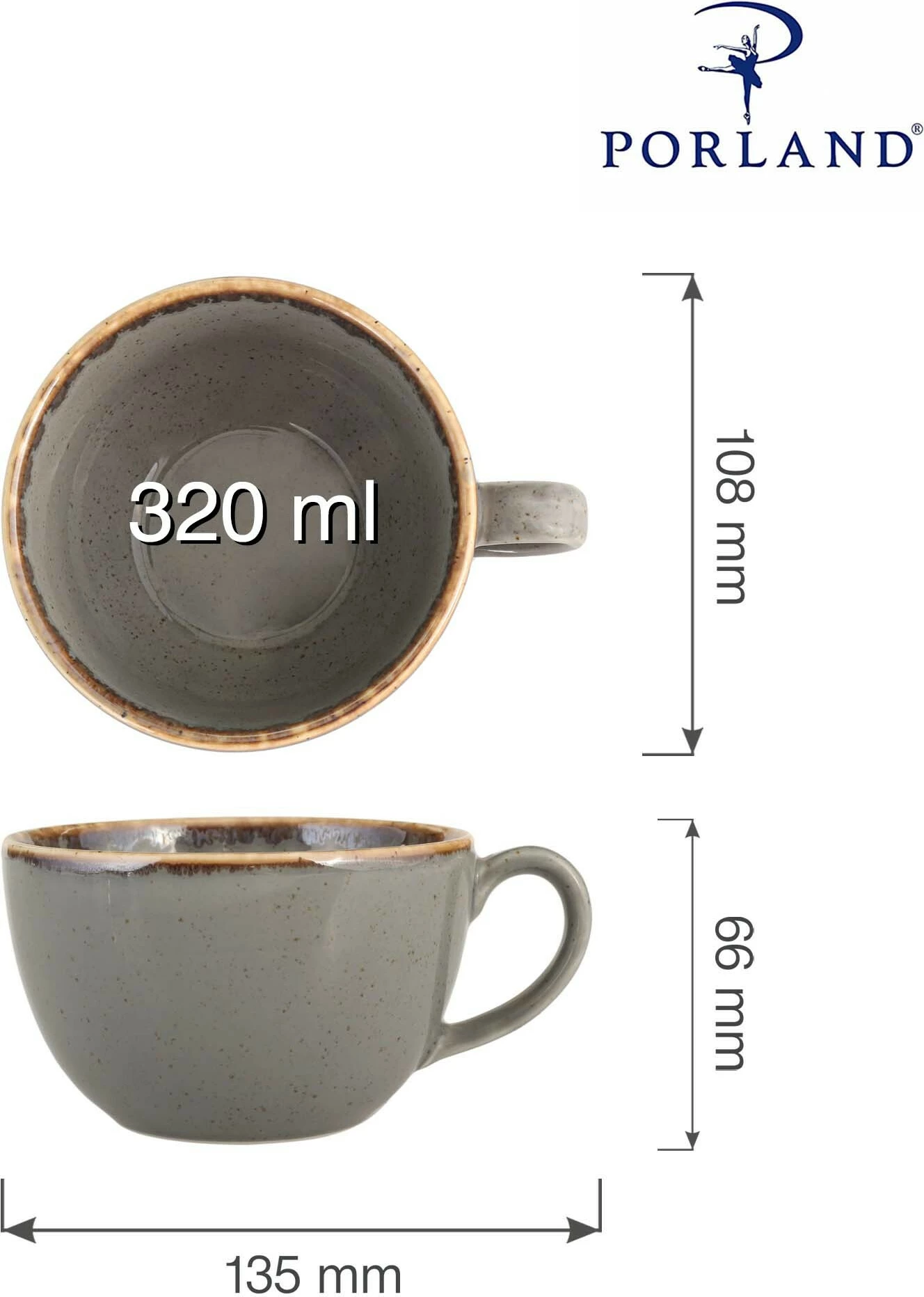 Filxhan Porland Seasons Stone 320 ml, gri e errët, set 6 copë