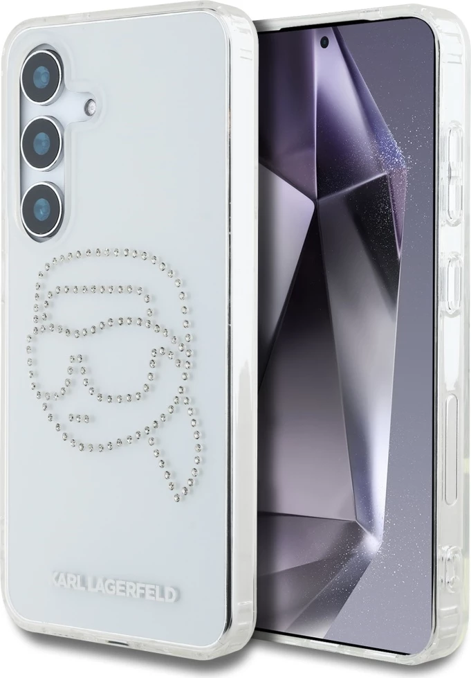 Mbështjellës Karl Lagerfeld Rhinestones Karl Head Logo për Samsung Galaxy S25, transparent