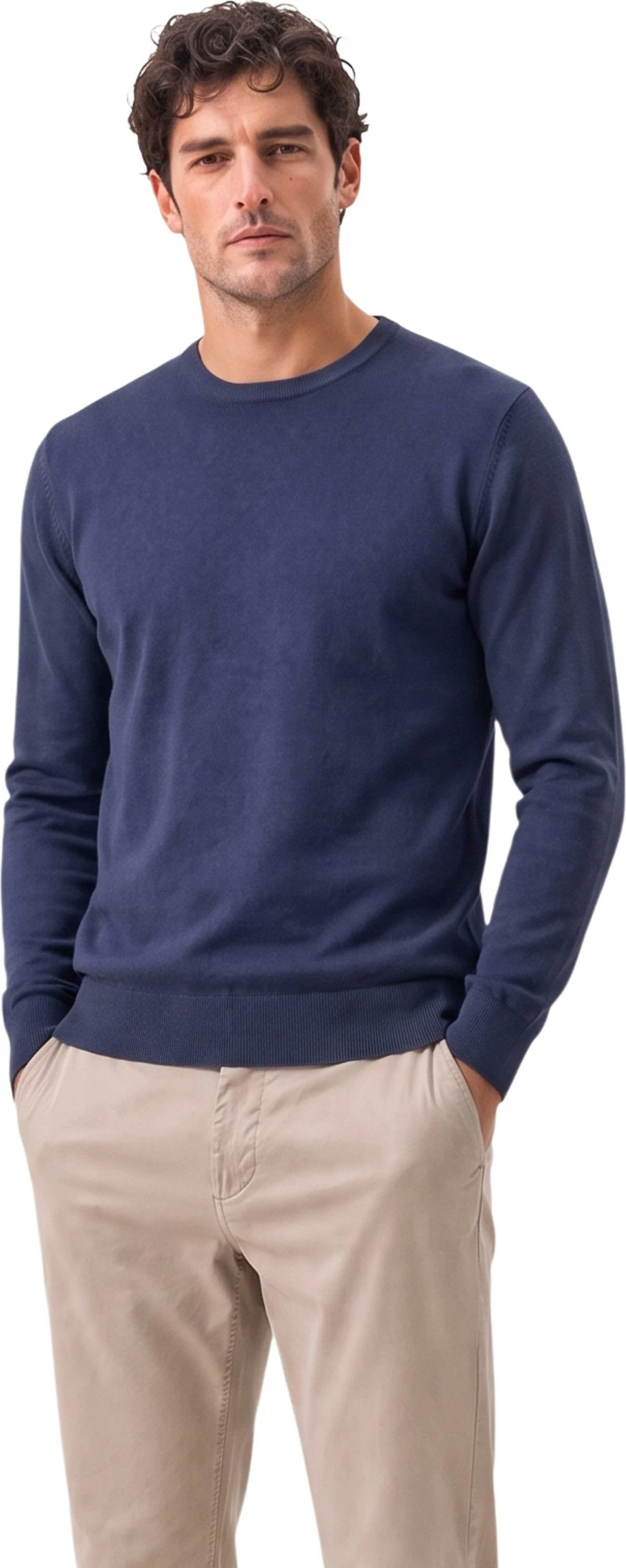 Xhemper për meshkuj YOS Paracollo Essential F.12 3000900, blu denim