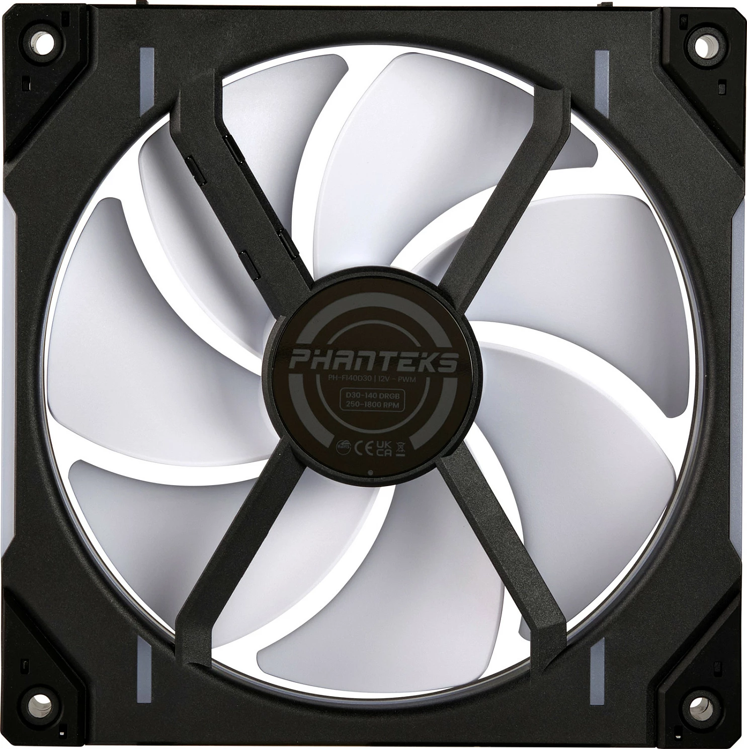 Ventilatorë për kasë Phanteks D30-140 PWM DRGB, 140mm, 3 copë, zi/bardhë