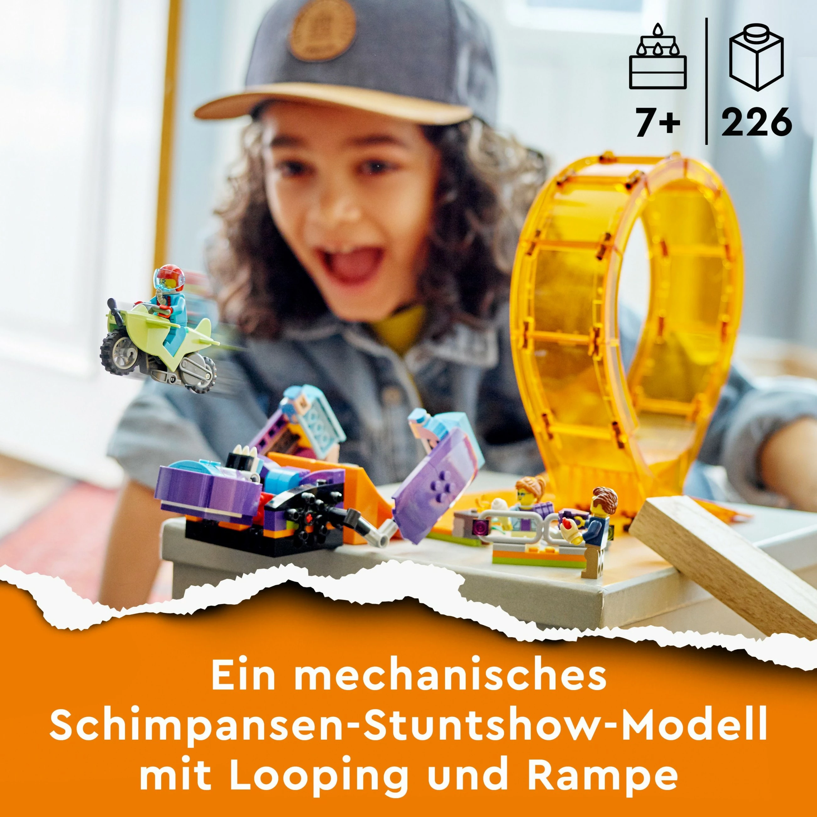 Set ndërtimi LEGO City Smashing Chimpanzee Stunt Loop, 226 pjesë, Multingjyrësh
