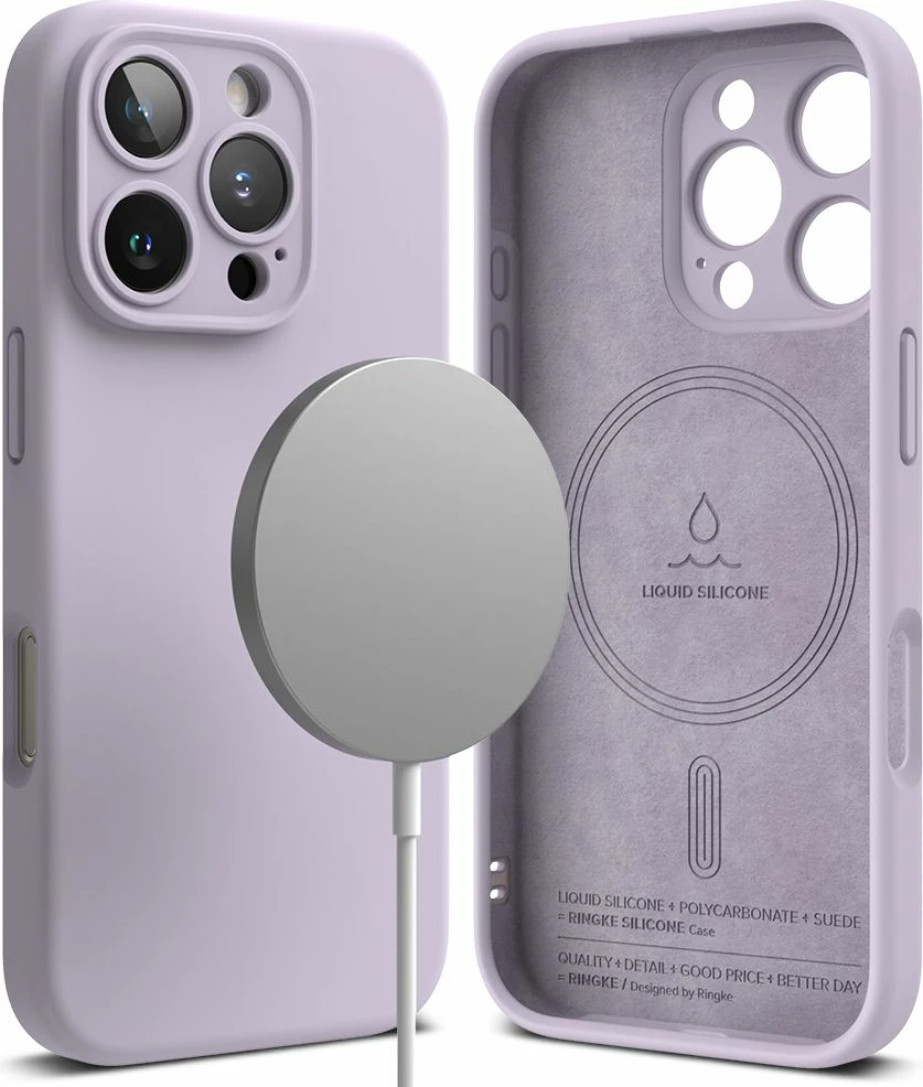 Mbështjellës Ringke Silicone MagSafe për iPhone 16 Pro, Violet