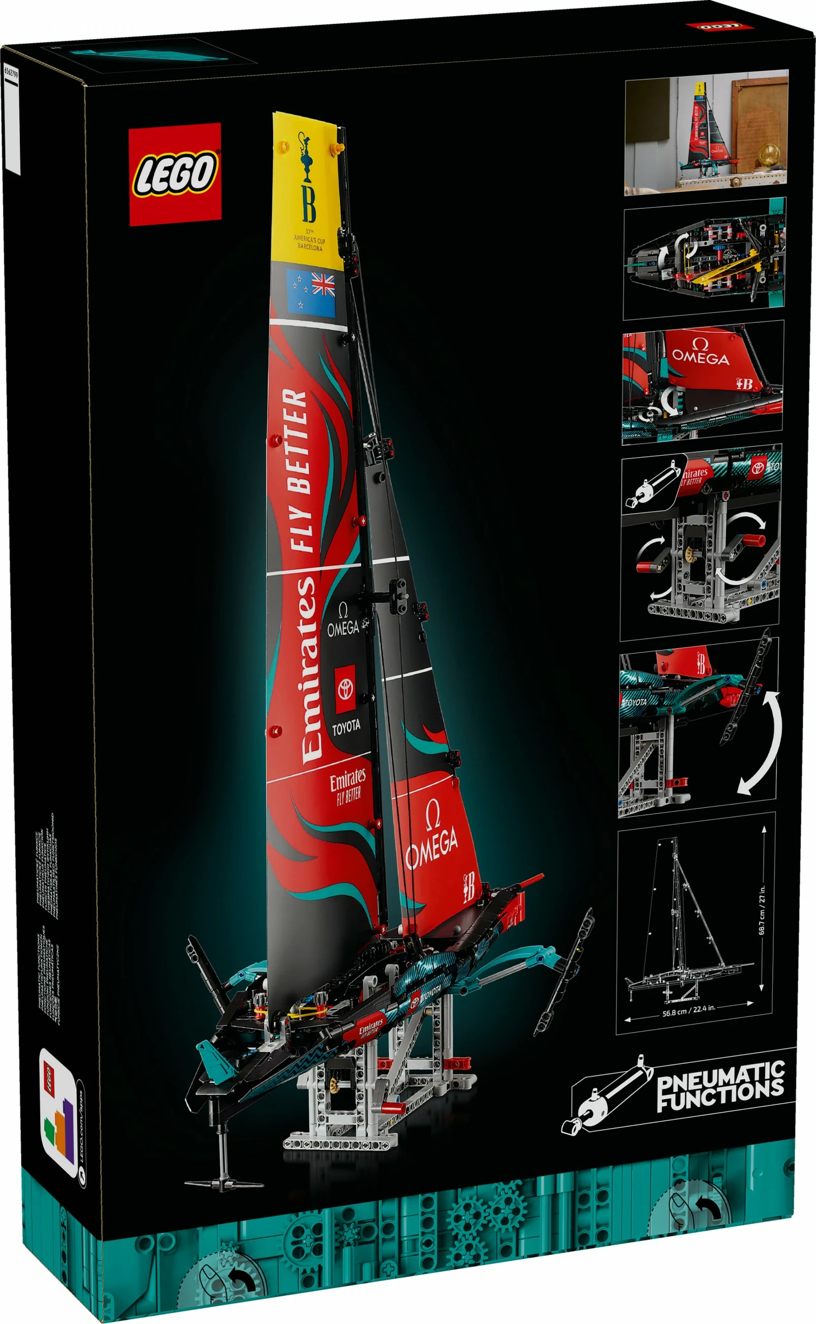 Set ndërtimi LEGO Technic Emirates Team New Zealand AC75, 962 pjesë, multingjyrësh
