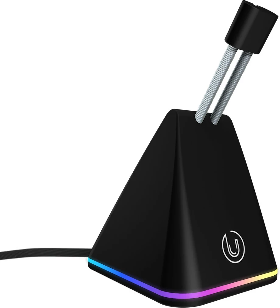 Bungee për kabllo mausi UVI Sloth, RGB, lartësi e rregullueshme 110–150 mm, bazë anti-rrëshqitëse, 400 g, e zezë