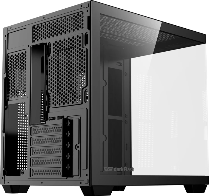 Kasë DarkFlash B275 Mini Tower M-ATX/ITX me xham të kalitur (pa ventilatorë), e zezë