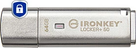 USB flash Kingston IronKey Locker+ 50 64GB, USB 3.2, encryption, hiri