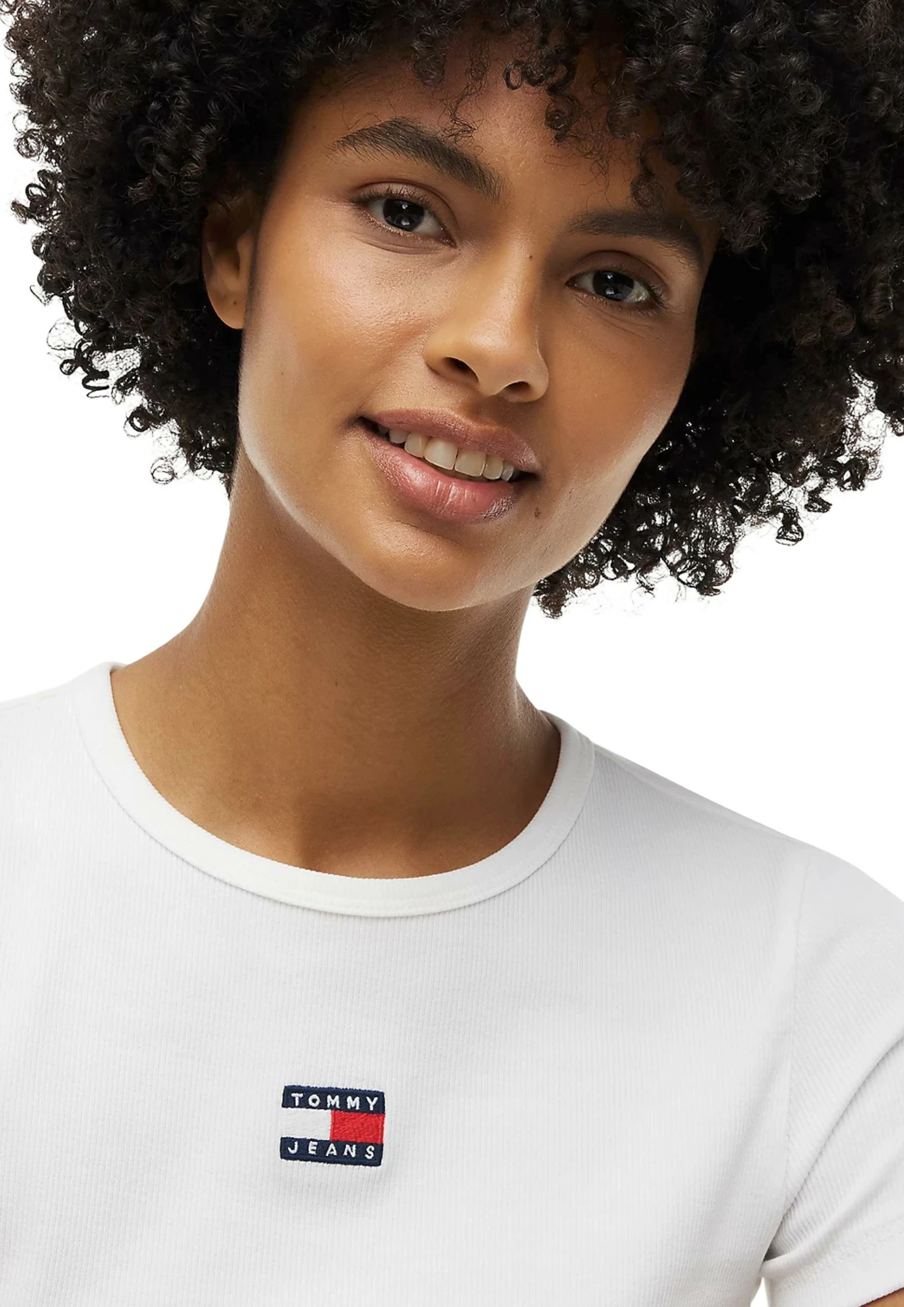 Maicë për femra Tommy Hilfiger Jeans TJW BADGE RIB DW0DW17881, krem [Madhësia: L]