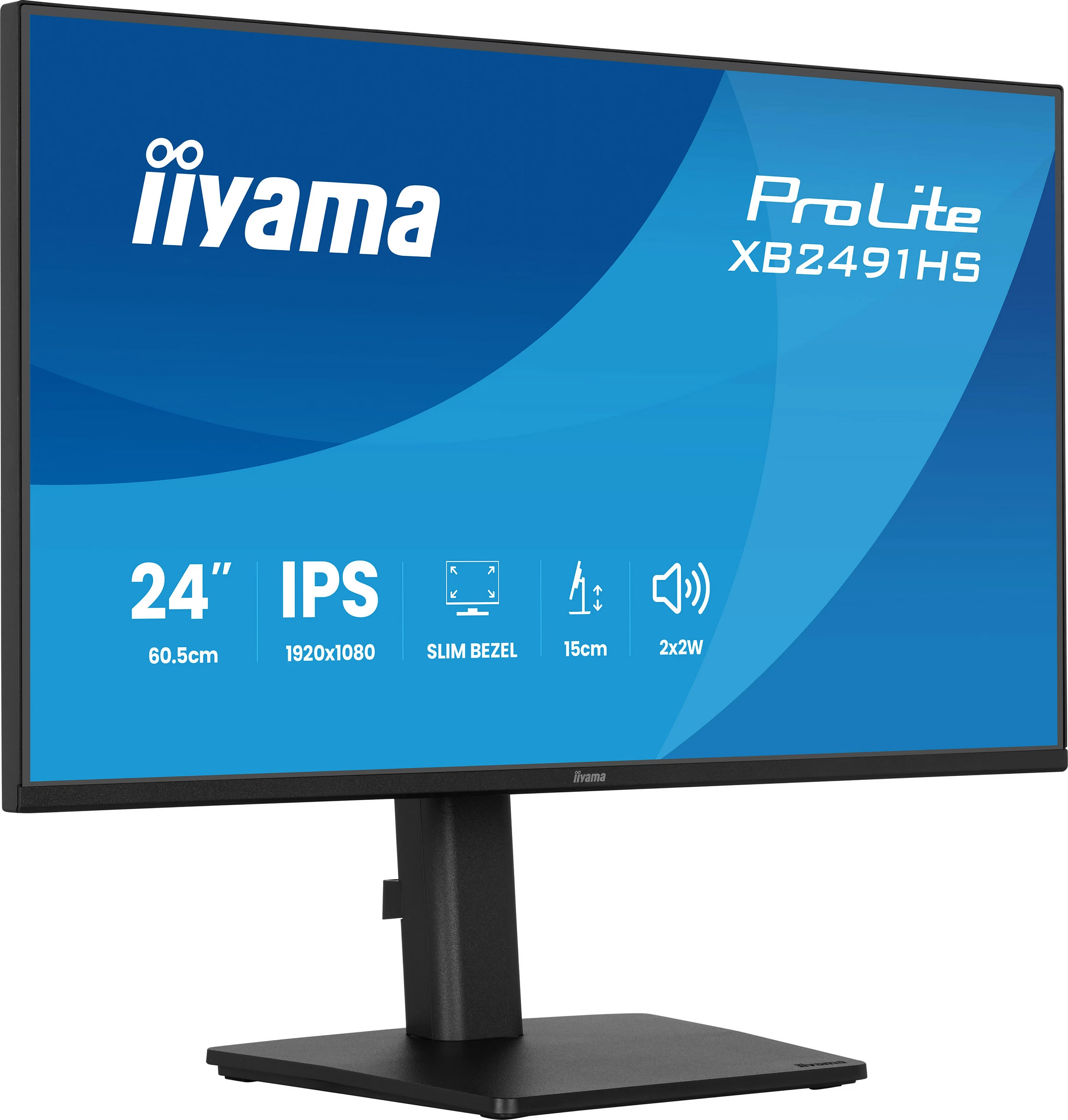 Monitor iiyama ProLite XB2491HS-B1, 24" IPS, Full HD 1920x1080, FreeSync, altoparlantë, i zi
