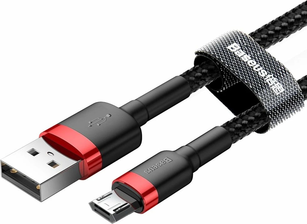 Kabllo Baseus Cafule, USB në micro USB, 3m, 2A, e zezë-kuqe