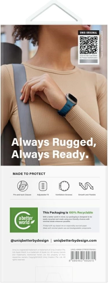 Rrip gome për Apple Watch UNIQ Stride De Rubber, Blu