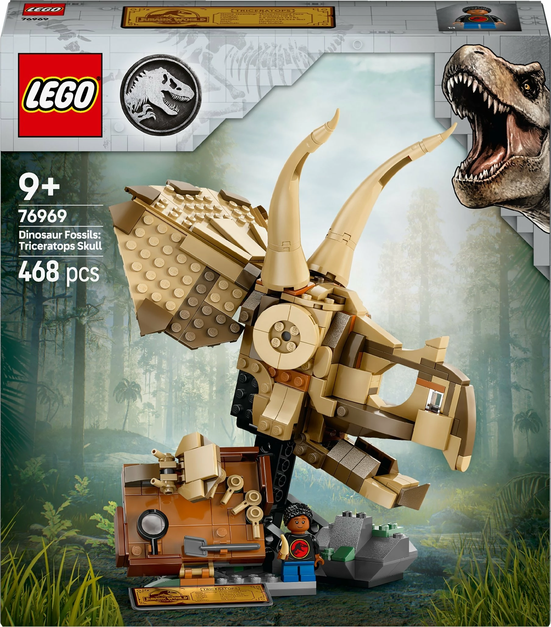 Set LEGO 76969 Jurassic World Triceratops Skull, 468 pjesë