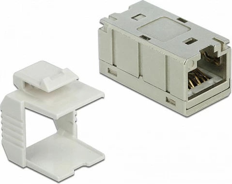 Adapter RJ45 DeLOCK Cat.6A, femër-femër, metal, kompakt, gri