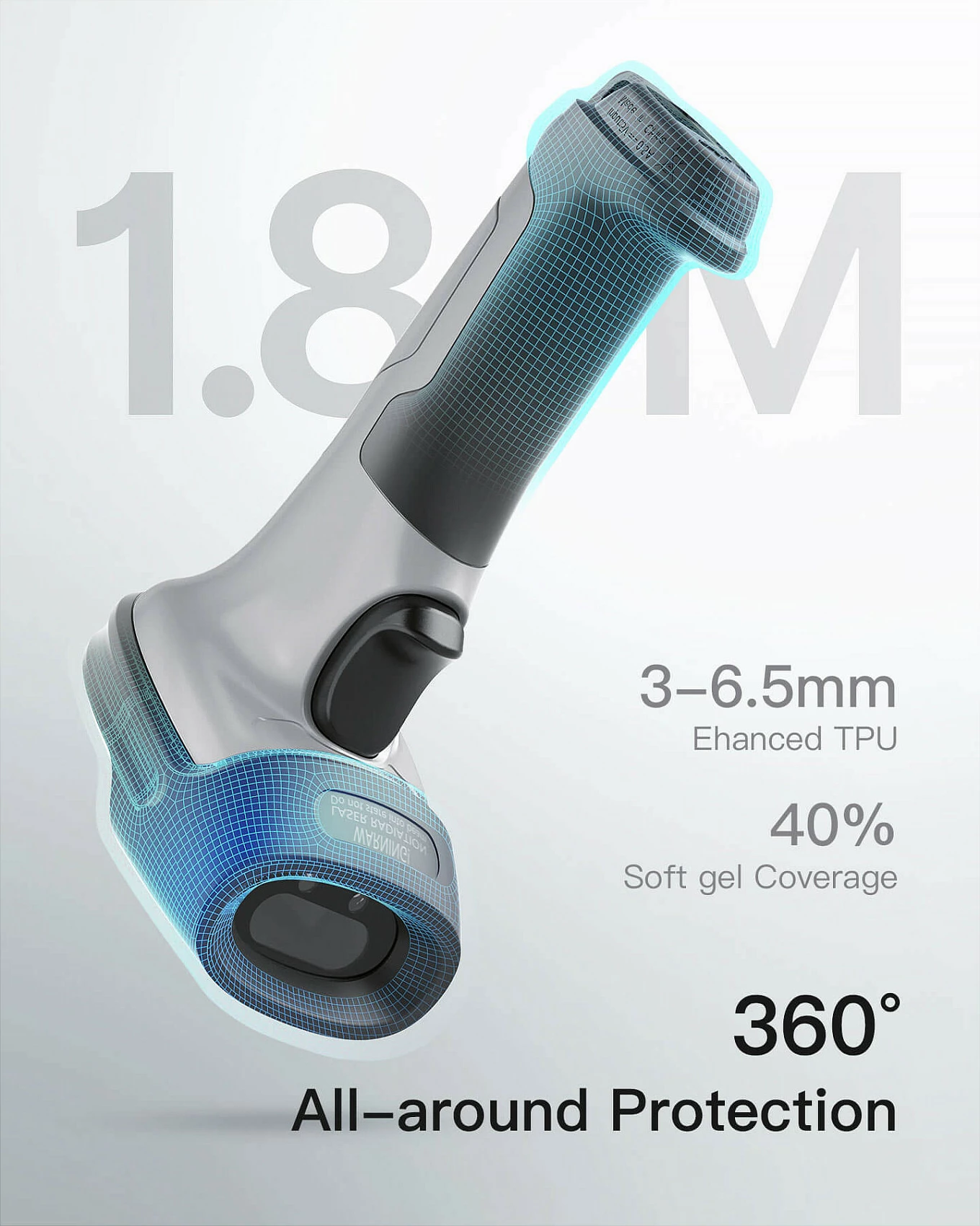 Skaner barkodi Inateck BCST-70, 1D laser, Bluetooth/USB, 2600mAh, i zi/gri