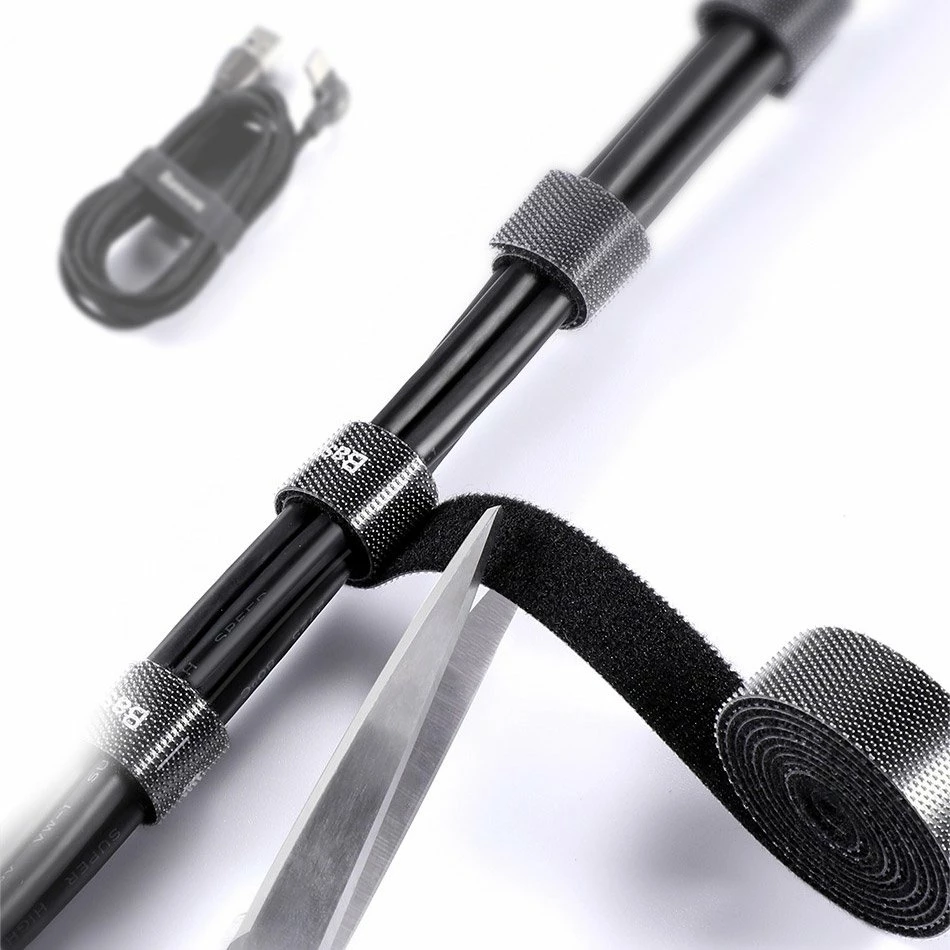 Shirit velcro Baseus ACMGT-E01 për organizim kabllosh, 1m, i zi