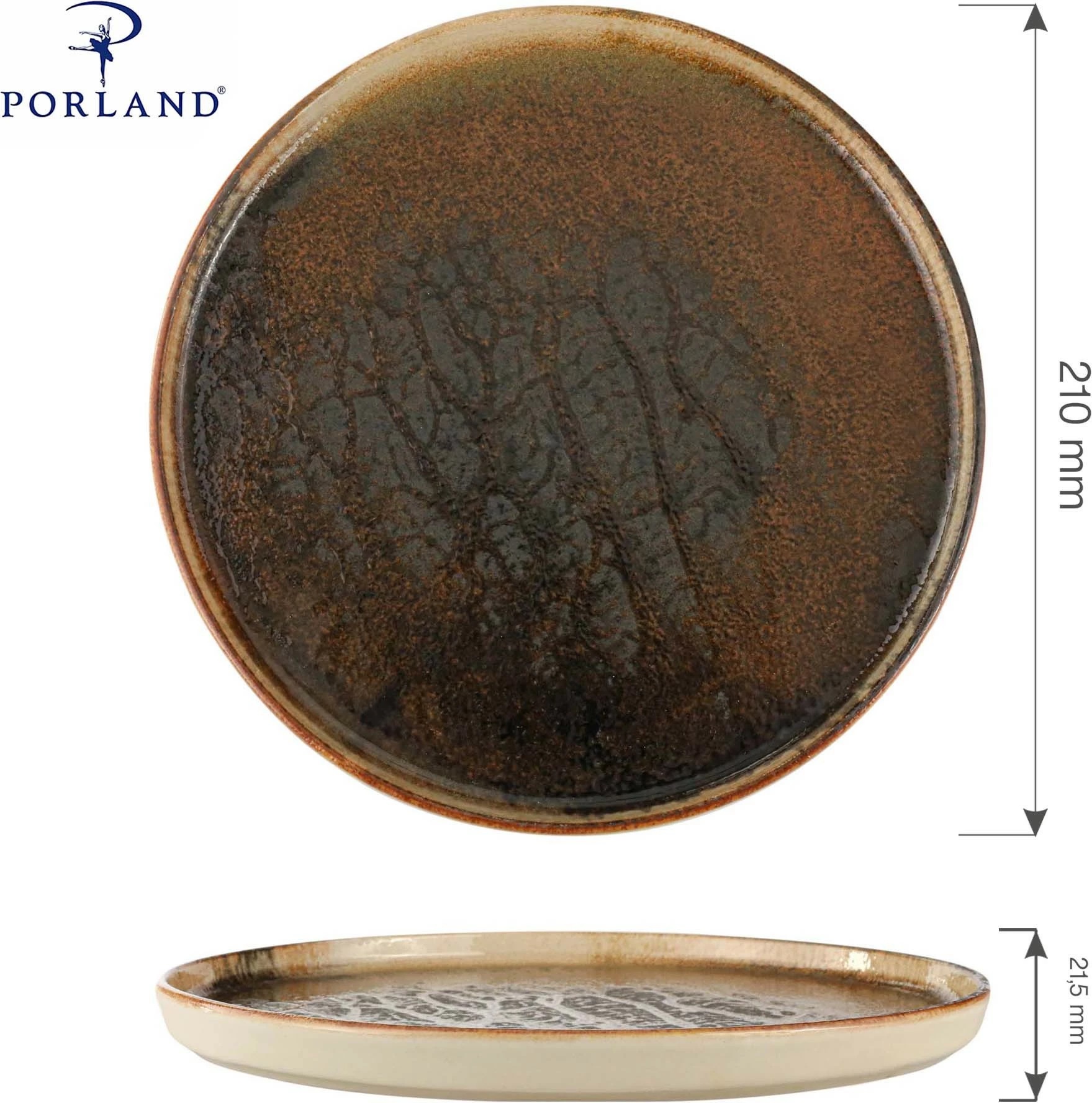 Pjatë me buzë të lartë Porland Genesis Signature Ø210 mm, stoneware, kafe, set 6 copë