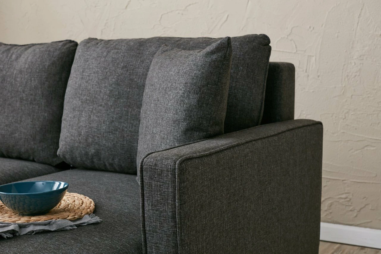 Këndare Eva, ngjyrë antracit, me pouffe, Atelier del Sofa