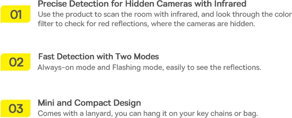 Detektor kamerash të fshehura Baseus Heyo FMHY000001, i zi
