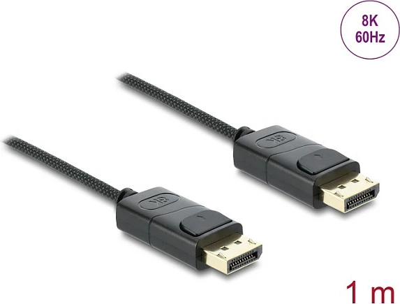 Kabllo DisplayPort DeLOCK 1 m, 8K@60Hz, DP 1.4, e thurur, e zezë