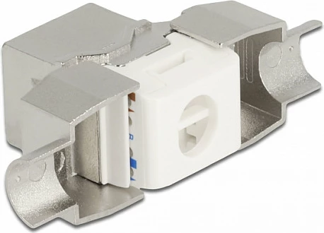 Modul Keystone DeLOCK RJ45 në LSA Cat6A, pa vegla, i mbrojtur, 2 copë, inox