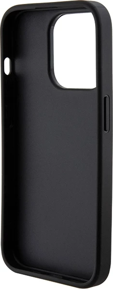 Mbështjellës Guess Grip Stand 4G Saffiano Strass për iPhone 15 Pro Max, i zi