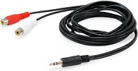 Kabllo audio Equip 147093, 2 x RCA femër në 3.5mm mashkull, 250m, e zezë