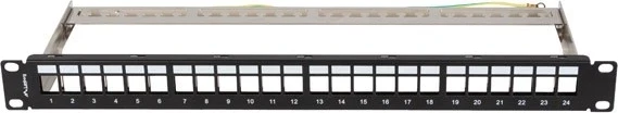 Paneli i Patchit Lanberg PPKS-0924-B, 19' 1U, FTP i ekranuar për modulat keystone, 24 porta, ngjyrë e zezë