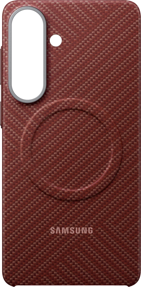 Mbështjellës Samsung Carbon Magnet për Galaxy S26+, kompatibil me MagSafe, fibër aramidi, i kuq, paketim kuti