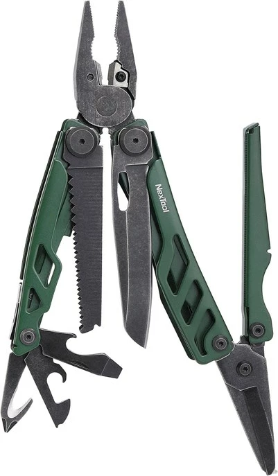 Multitool NexTool FLAGSHIP Pro NE20278, 16 funksione, me mbështjellës rripi, Gjelbër