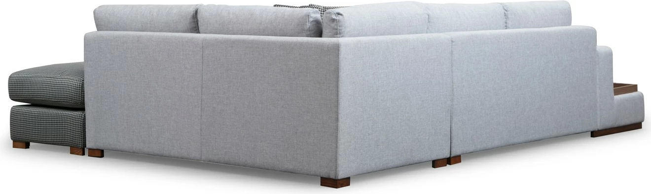 Këndare Atelier del Sofa, Loop 4, ngjyrë gri e çelët, me pouf dhe tavolinë anësore