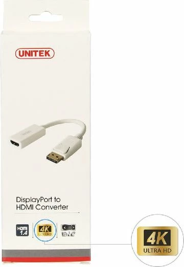 Adapter AV Unitek Y-6332 DisplayPort në HDMI 4K, i bardhë