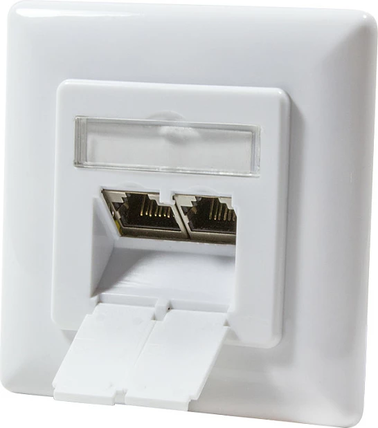 Prizë muri rrjeti LogiLink Cat.6, 2xRJ45 STP, horizontale, e bardhë