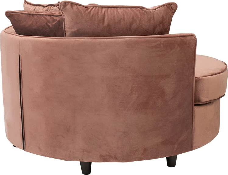 Fotel-sofë rrethore, kadife, ngjyrë mollë e kalbur, 123x120x85cm