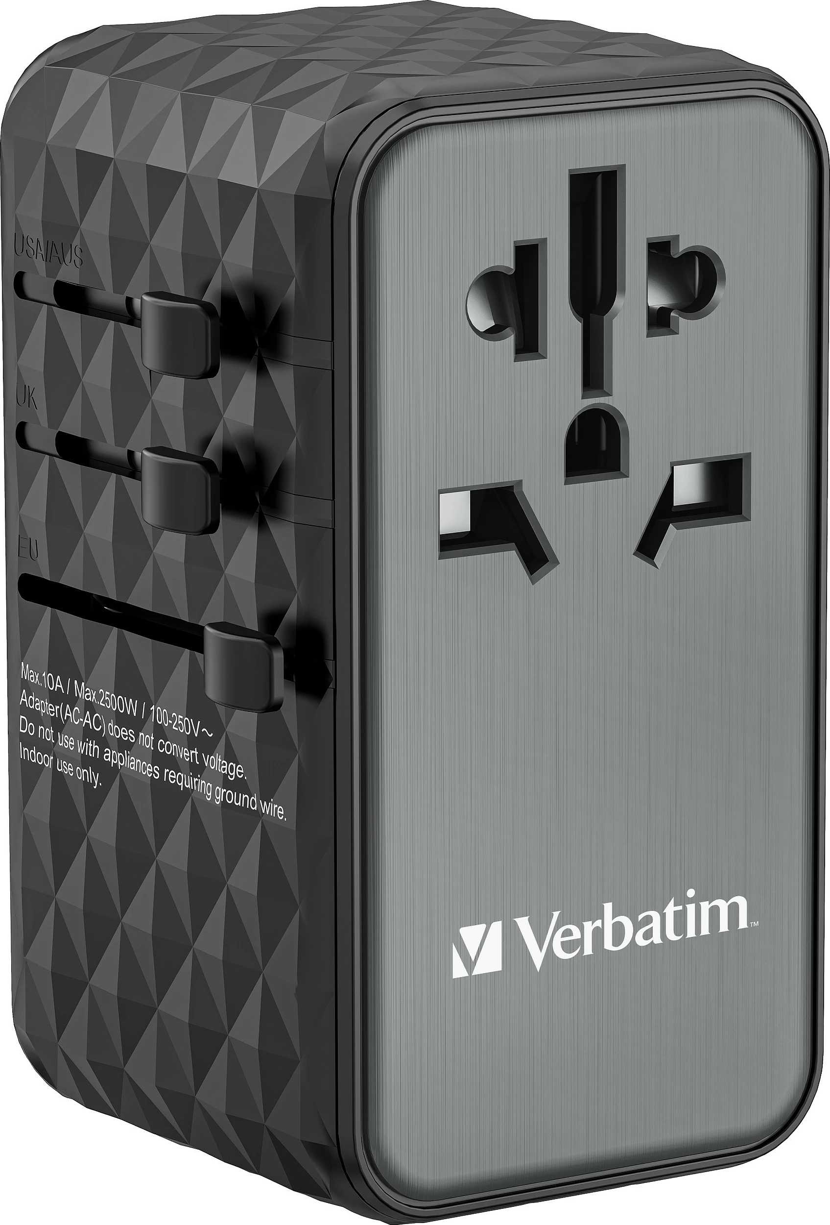 Adapter udhëtimi Verbatim UTA-06 GaN III, 100W, 2x USB-C PD, 2x USB-A QC, i zi