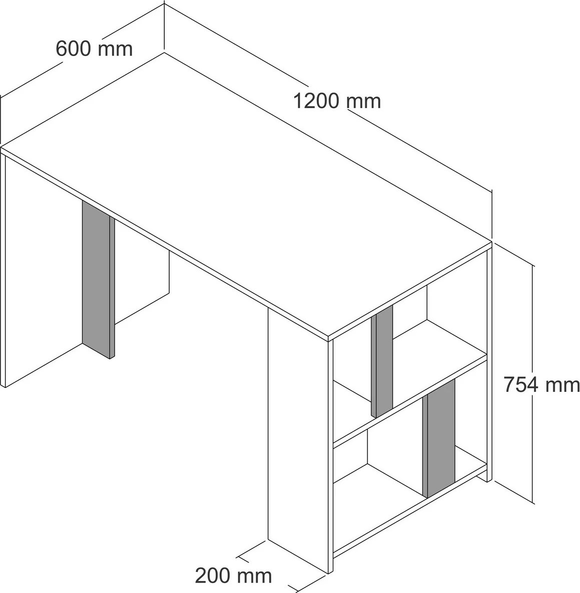 Tavolinë pune Hanah Home, Lima, ngjyrë arre dhe e bardhë