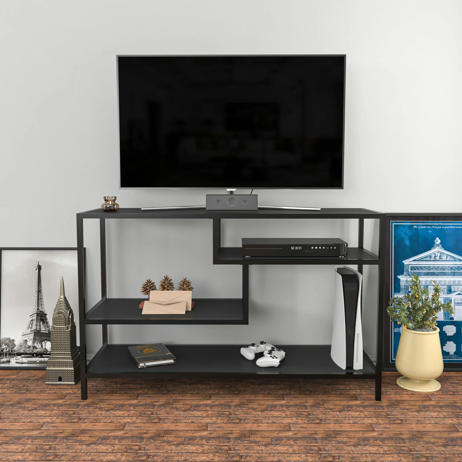 Komodë për TV Skye Decor, ngjyrë robins e zezë, antracit