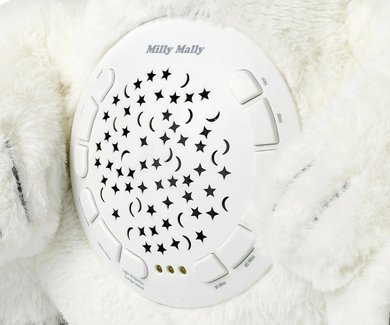 Lodër pelushi Milly Mally ari me projektor, e bardhë