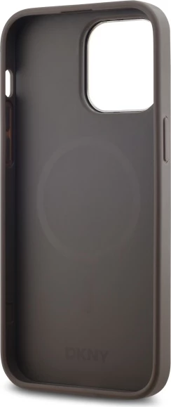 Mbështjellës DKNY Leather Checkered Mono Pattern MagSafe për iPhone 14 Pro Max, Bezhe