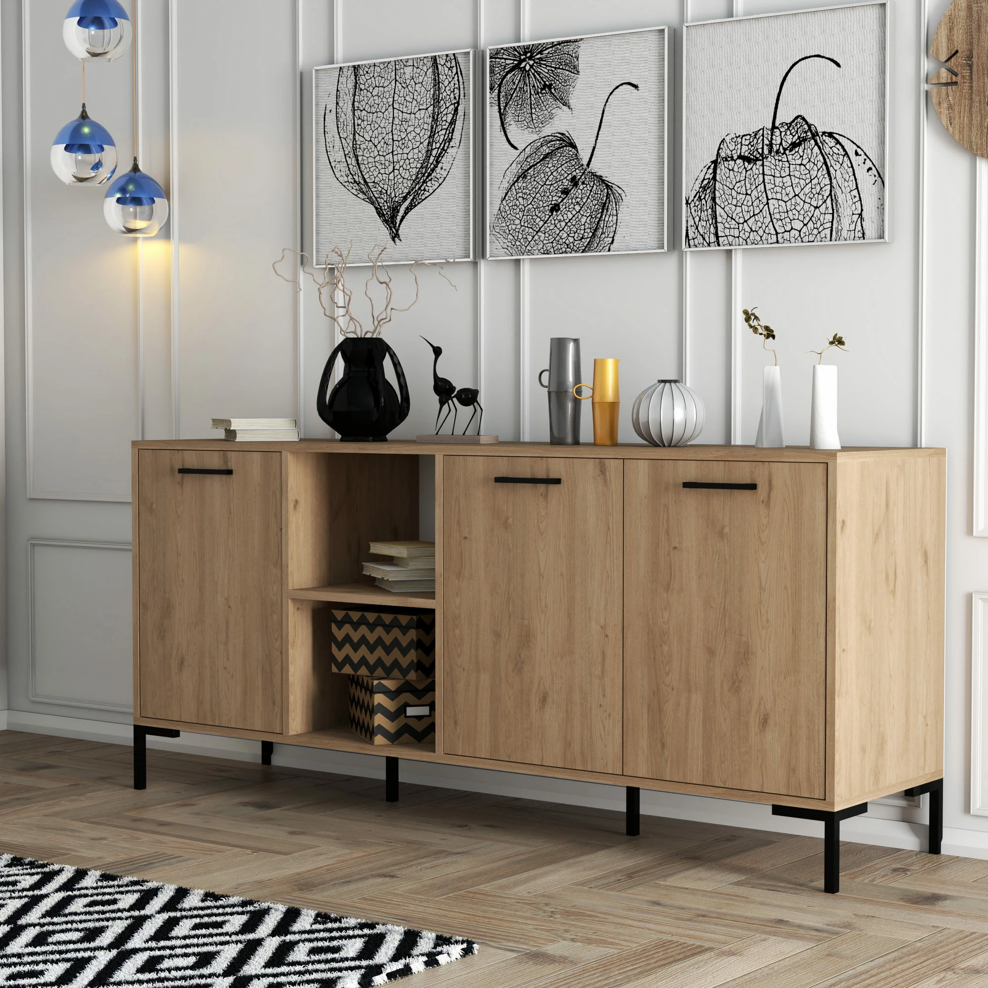 Konsolë Hanah Home Aurora, ngjyrë lisi, 180x80x45cm