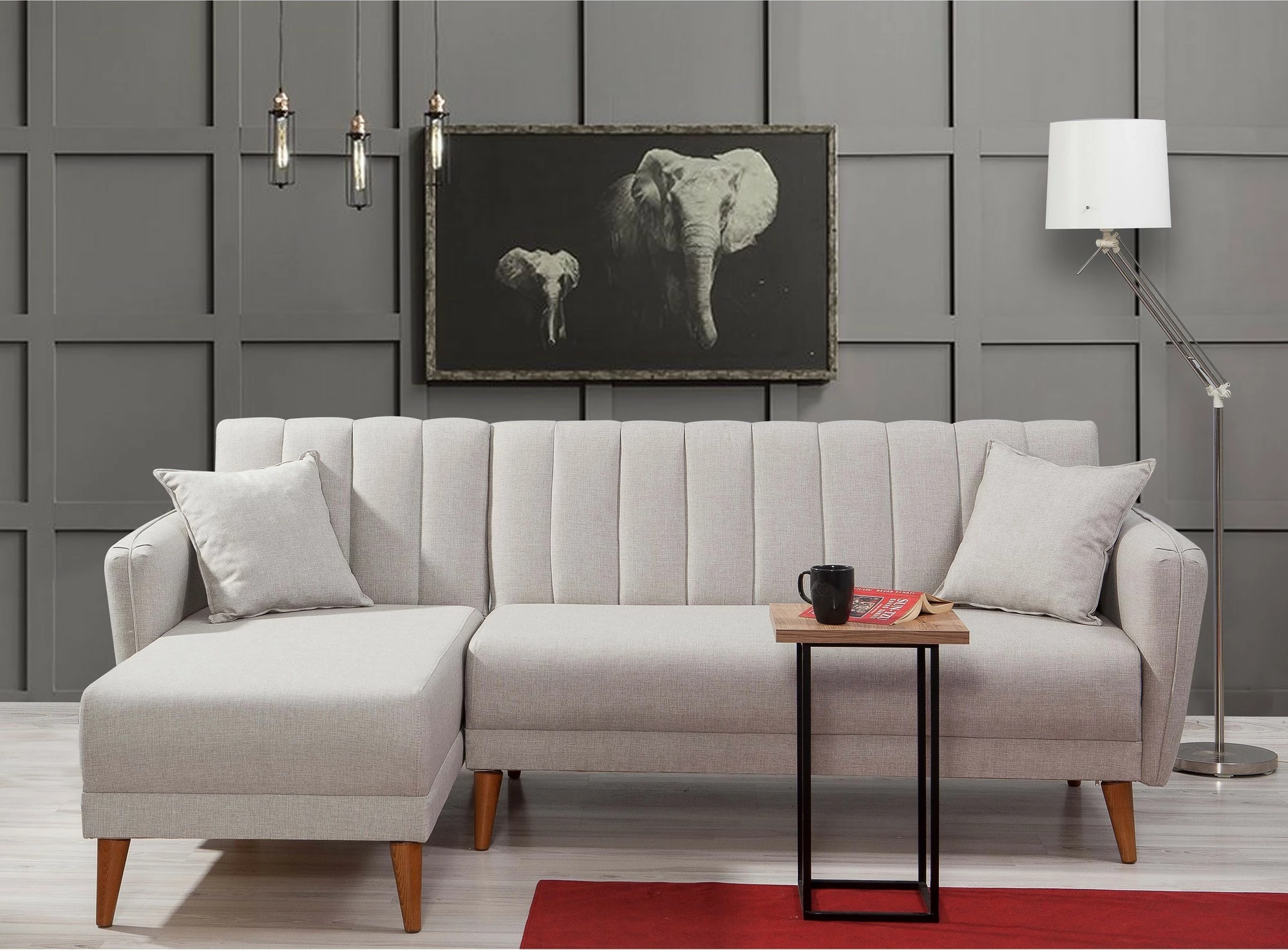 Kënd-sofë krevati Atelier del Sofa, kënd majtas, ngjyrë krem